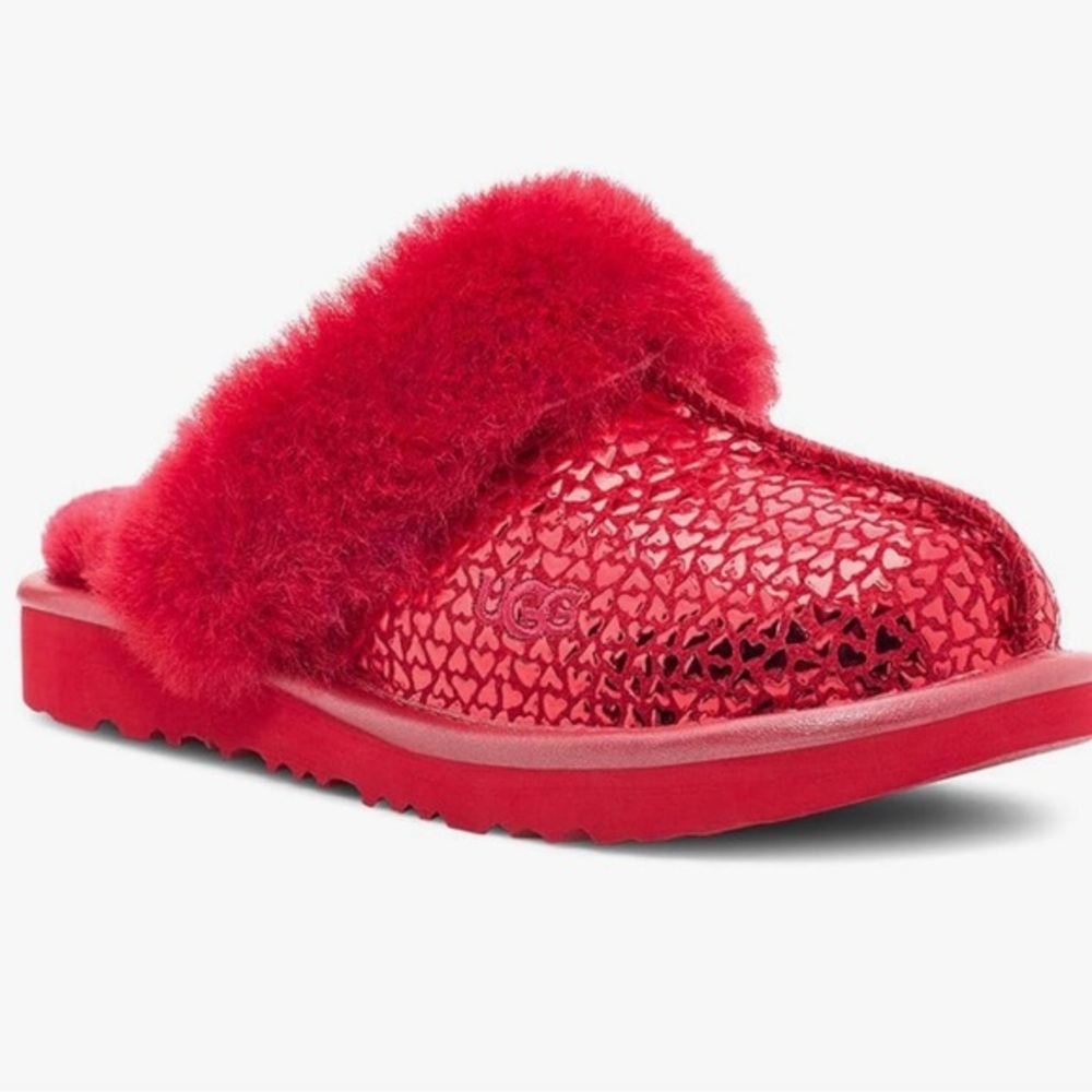 NIB UGG COZY II GEL HEARTS SLIPPERS RED‎ YOUTH SIZE 6 FIT WOMEN 8 - FIRM PRICE